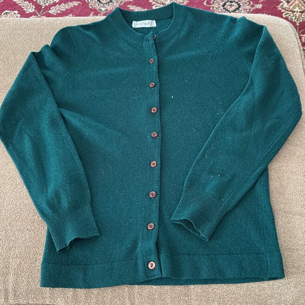Vintage Lyle & Scott cardigan sweater green size medium see measurements (TD)
